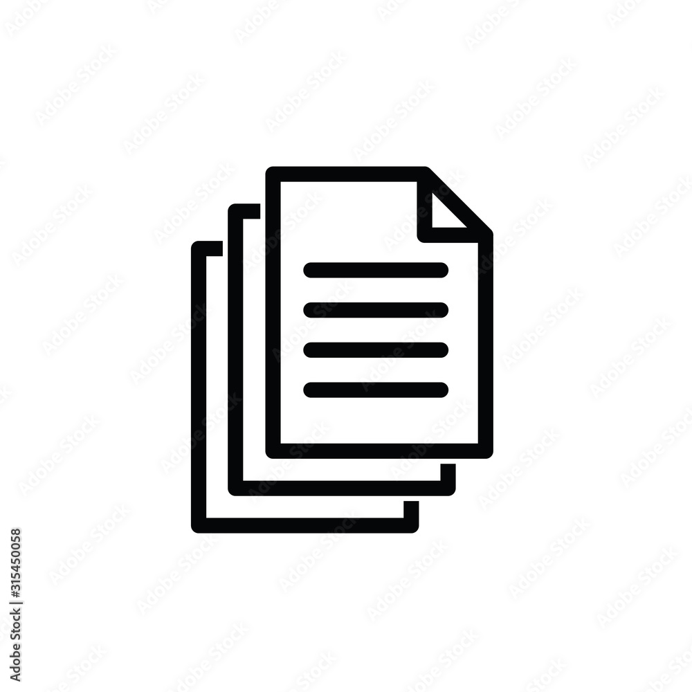 Document icon. Paper icon. Note symbol. Vector icon, symbol for website design, app. Document icon. Paper icon. Note symbol. Vector icon, symbol for website design, app.