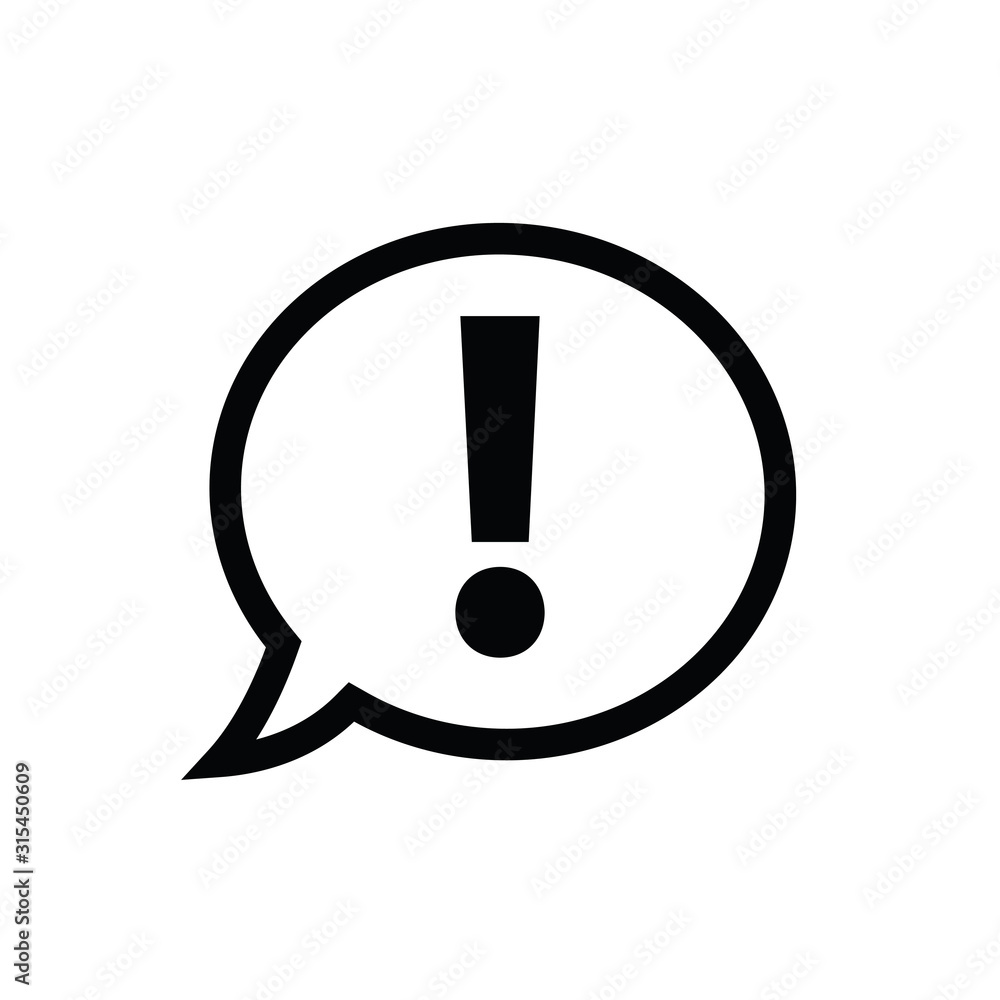 exclamation point icon. exclamation point symbol. Chat symbol with the