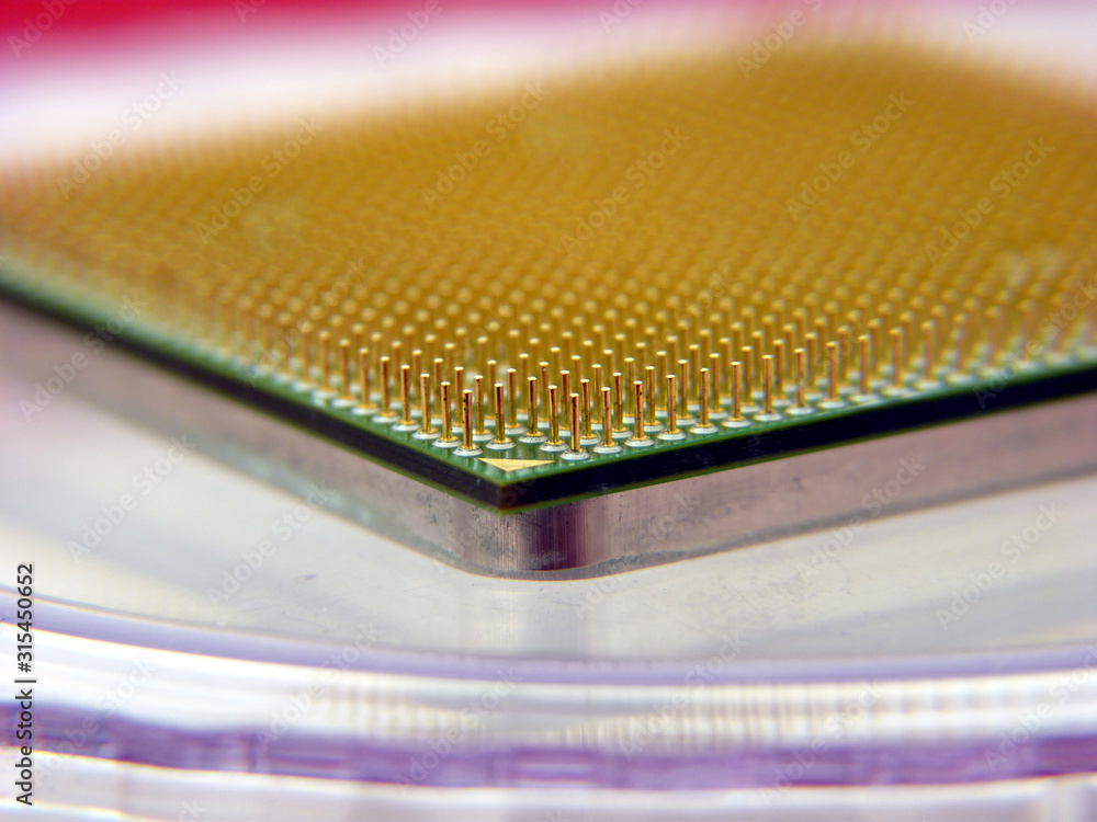 Computer processor pins macro close up Computer processor pins macro close up