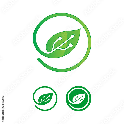 usb leaf logo vector template