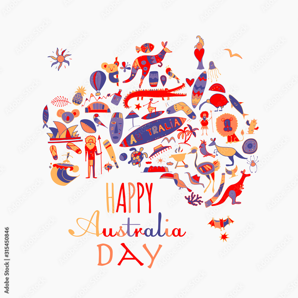 Happy Australian Day. Greeting card design