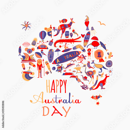Happy Australian Day. Greeting card design