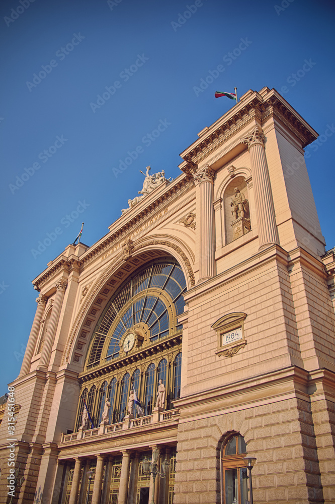 Side view of Keleti Railway Station in Budapest