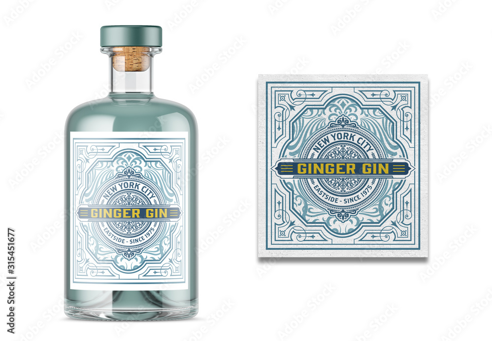 Modelo de Vintage Gin Label Packaging Layout do Stock | Adobe Stock
