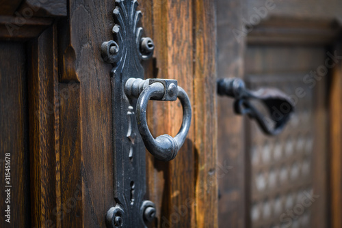 close up view of the historical doors within the streets of Prague