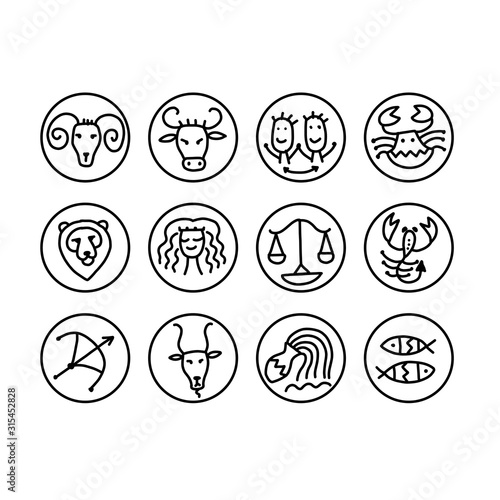 Zodiacal set with astrology signs for your design