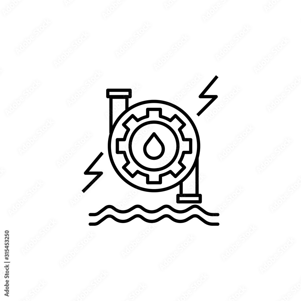 hydro power line icon. Elements of energy illustration icons. Signs, symbols can be used for web, logo, mobile app, UI, UX hydro power line icon. Elements of energy illustration icons. Signs, symbols can be used for web, logo, mobile app, UI, UX