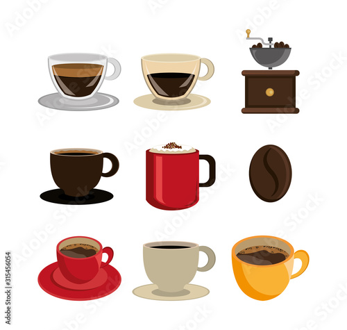 set of delicious coffee icons vector illustration design