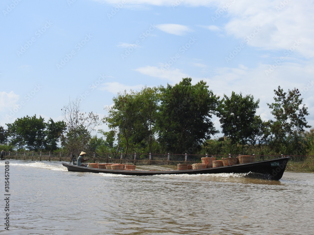 INLE LAKE, MYANMAR- 11.07, 2019: Famous Inle Lake.