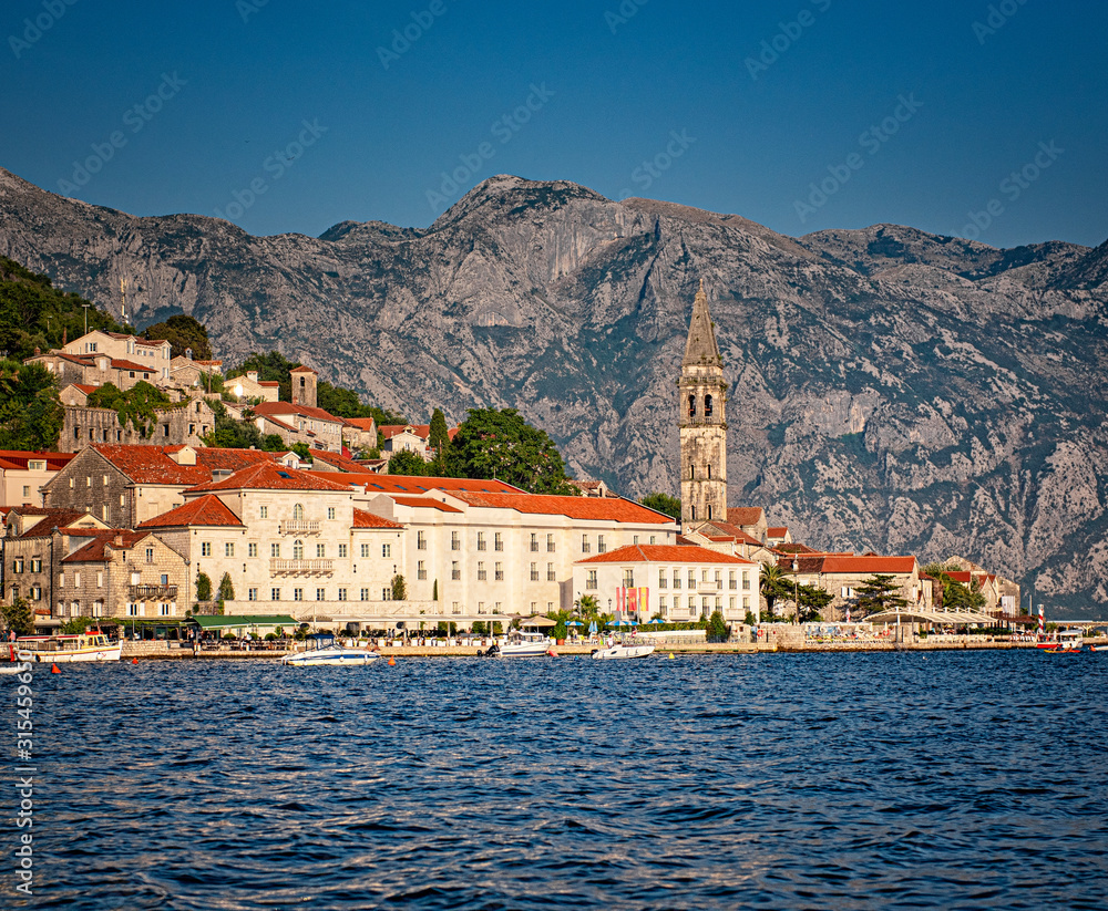 View on the old town of Perast, Montenegro