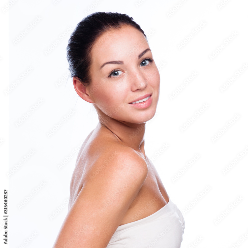 Pretty face of beautiful smiling woman Pretty face of beautiful smiling woman