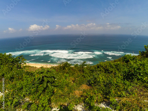 panoramic view of the island..Melasti beach in Bali