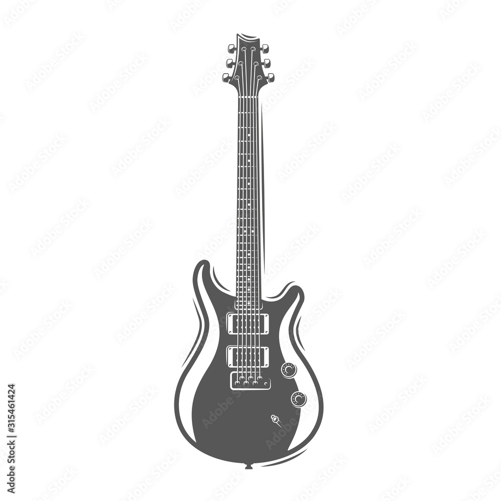 Guitar silhouette isolated on a white background