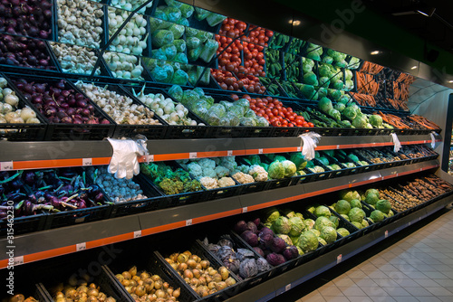 selling vegetables in a supermarket