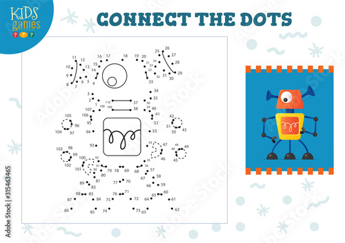 Connect the dots kids game vector illustration