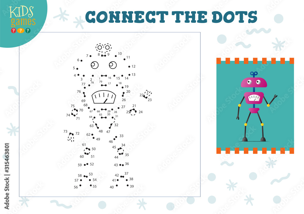Connect the dots kids mini game vector illustration. t Connect the dots kids mini game vector illustration. t