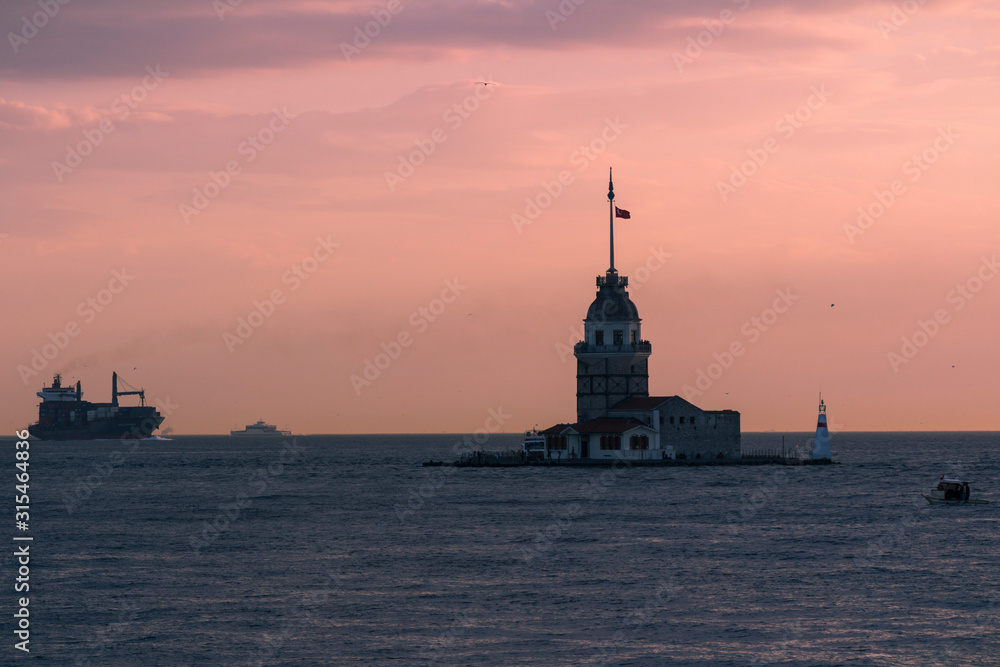 Maiden's tower in Istanbul in sunset