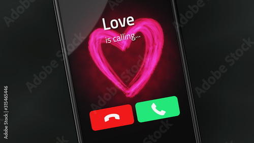 Love is calling on a smartphone