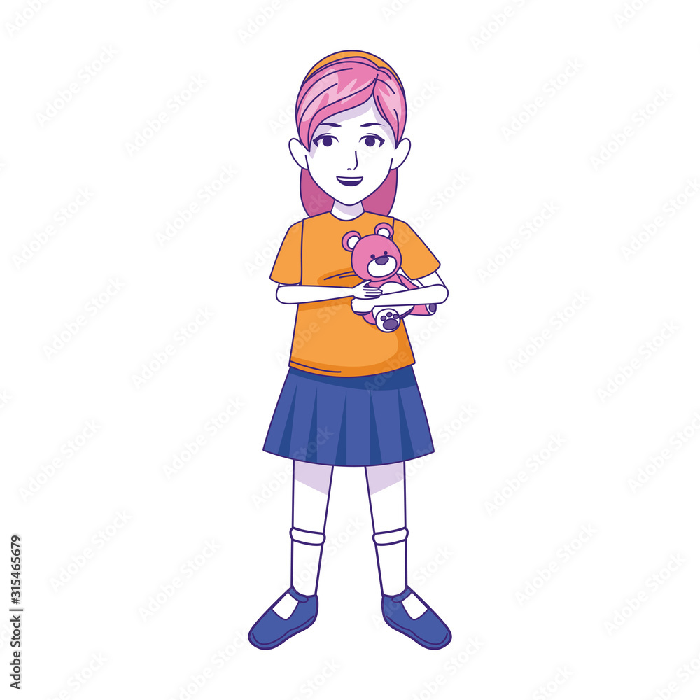 girl with teddy bear icon, colorful design girl with teddy bear icon, colorful design