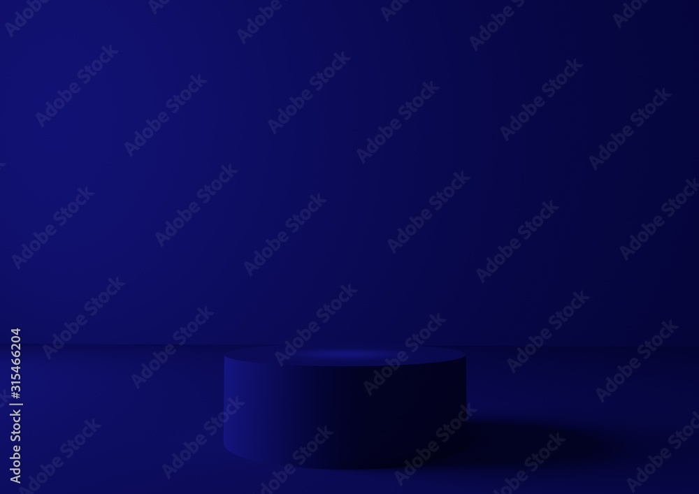 Obraz premium 3D rendering background wall with Phantom Blue display table simple rendering background wall, can be used for banner design items display background.