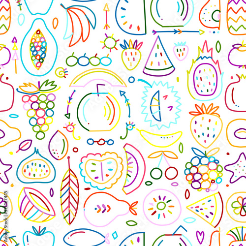 Fruits collection, creative seamless background for your design