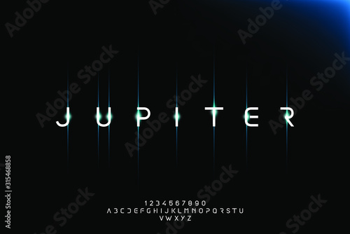 Jupiter, a minimalist futuristic science alphabet font. digital space typography vector illustration design