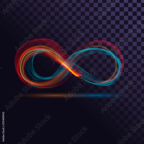 Colorful transparent sign of infinity, Mobius strip of colorful smoke photo