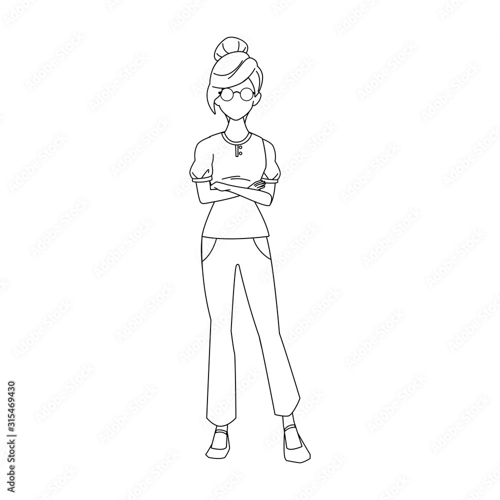 Cool woman stading icon, flat design Cool woman stading icon, flat design