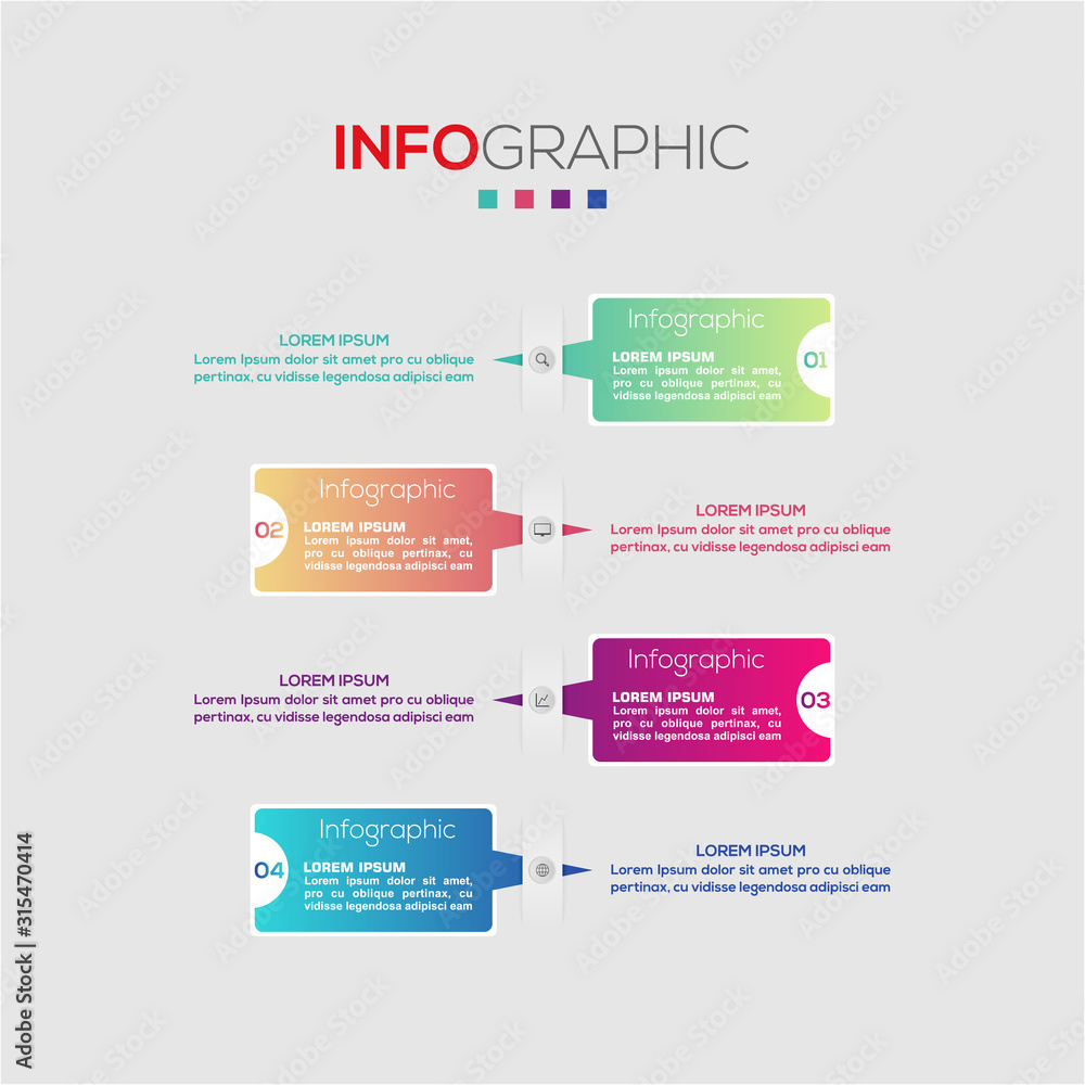 Fototapeta Business data visualization. Infographic element with icons and options or steps. Can be used for process, presentation, diagram, workflow layout, info graph, web design. Vector business template.