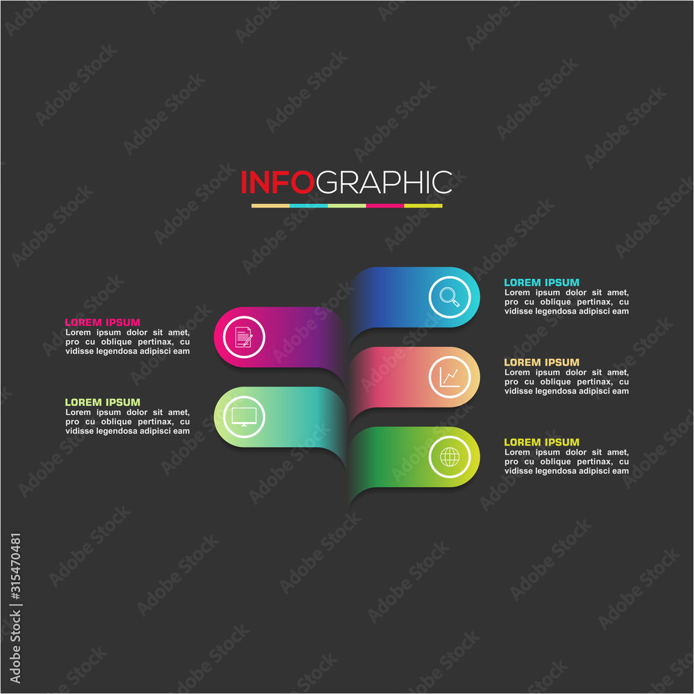Fototapeta premium Business data visualization. Infographic element with icons and options or steps. Can be used for process, presentation, diagram, workflow layout, info graph, web design. Vector business template.