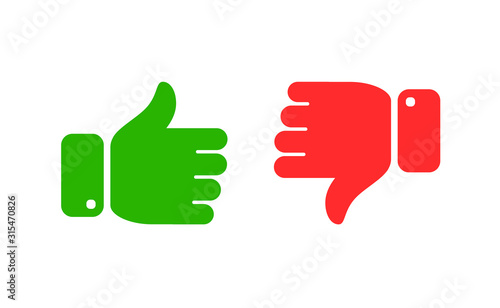 Thumbs up and down icons. Yes, No symbol vector illustration