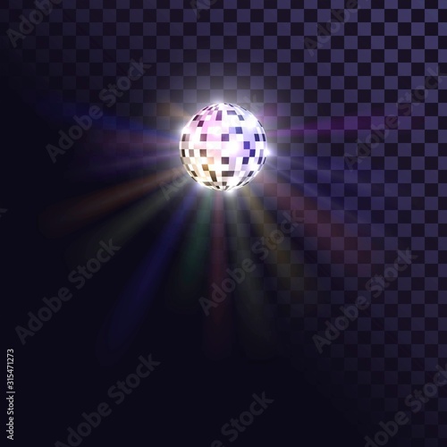 Glowing disco ball on a transparent background