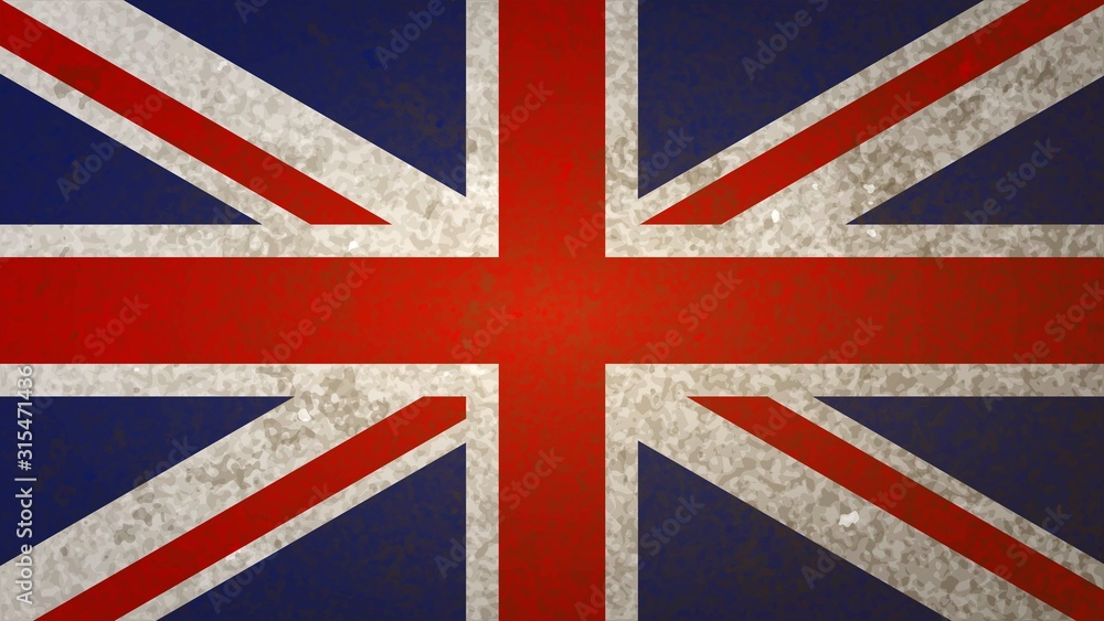 Fototapeta premium England flag with grunge texture, United Kingdom flag on old wall