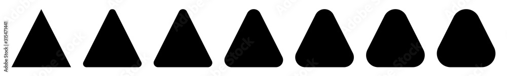 Triangle Icon Black Rounded | Label Triangles | Frame Logo | Emblem | Traffic Sign | Road Symbol | Isolated | Variations Triangle Icon Black Rounded | Label Triangles | Frame Logo | Emblem | Traffic Sign | Road Symbol | Isolated | Variations