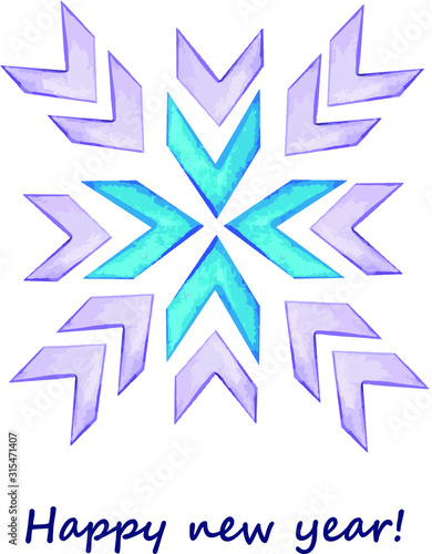 A single snowflake. Vector drawing drawn by hand. For clothing design, poster, logo, postcard, decoupage, things, fabric, cover, badge, packaging.