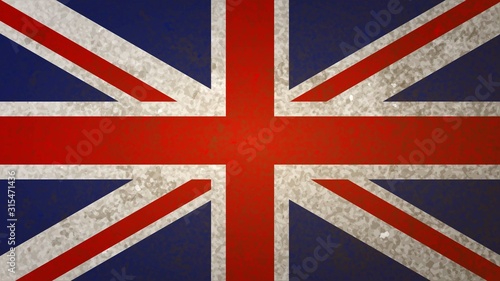 England flag with grunge texture, United Kingdom flag on old wall