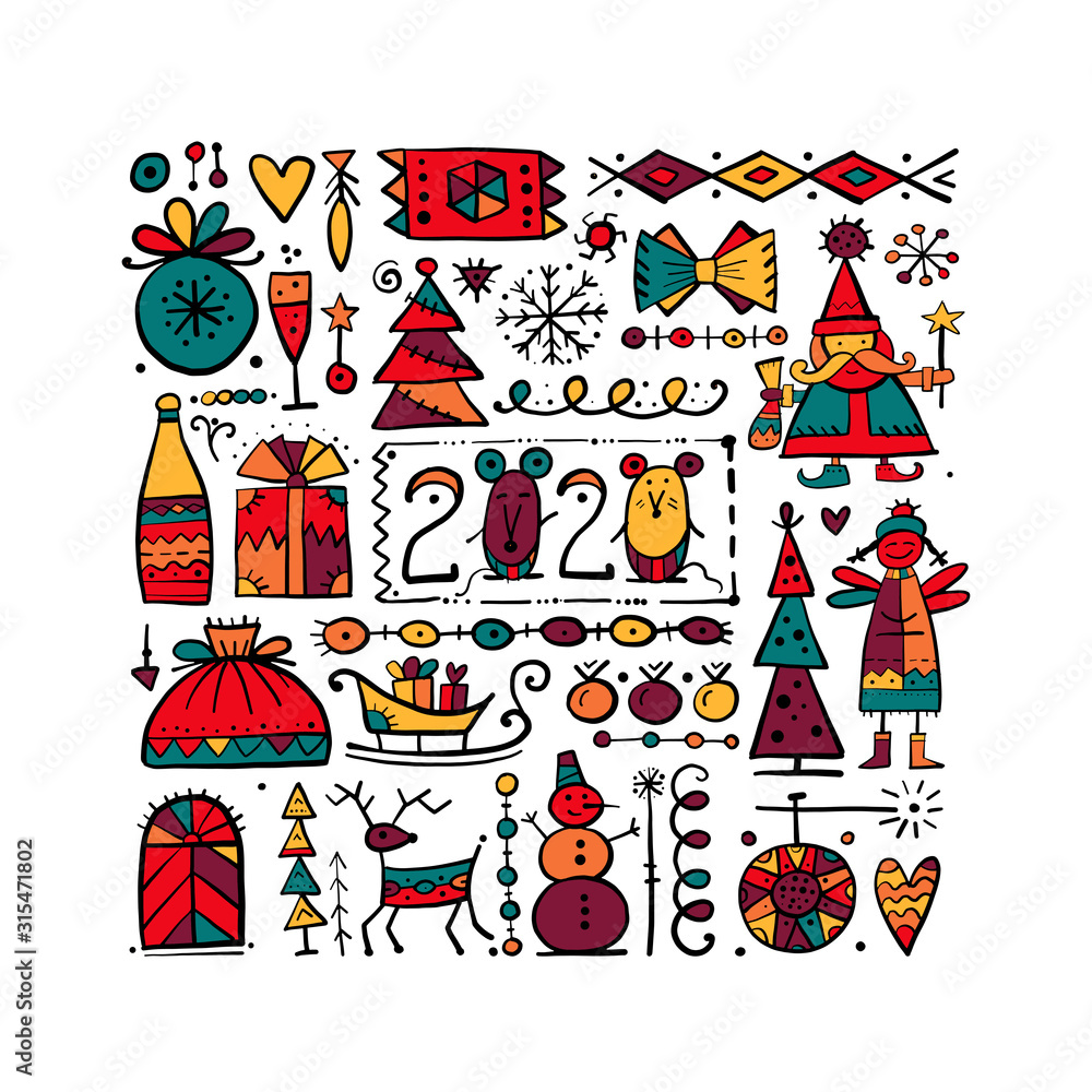 Christmas background, sketch for your design Christmas background, sketch for your design