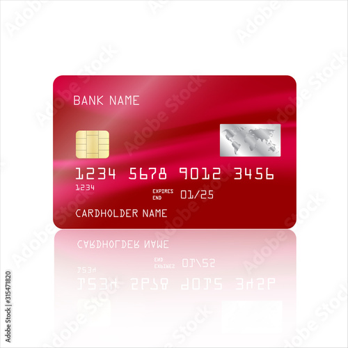 Credit card vector with abstract red mesh design background