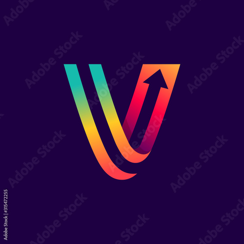 Letter V logo with arrow inside.