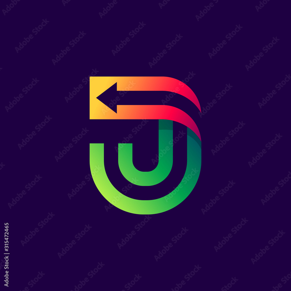 Letter J logo with arrow inside. Letter J logo with arrow inside.