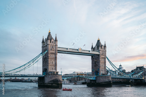London England  view of Tower Bridge and the river Thames.