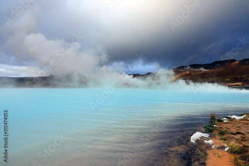 Geothermal region of Hverir in Iceland near Myvatn Lake, Iceland, Europe