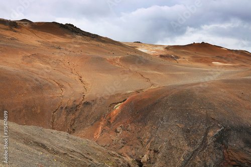 Geothermal region of Hverir in Iceland near Myvatn Lake, Iceland, Europe