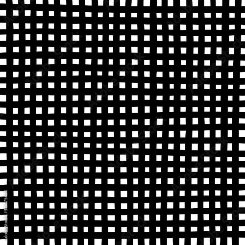 Hand drawn grid texture. Thick black lines on white background. Sketch texture for graphic design