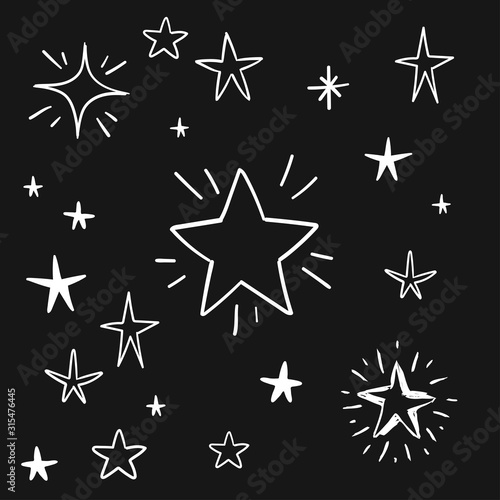 Hand drawn stars. Star doodle collection.