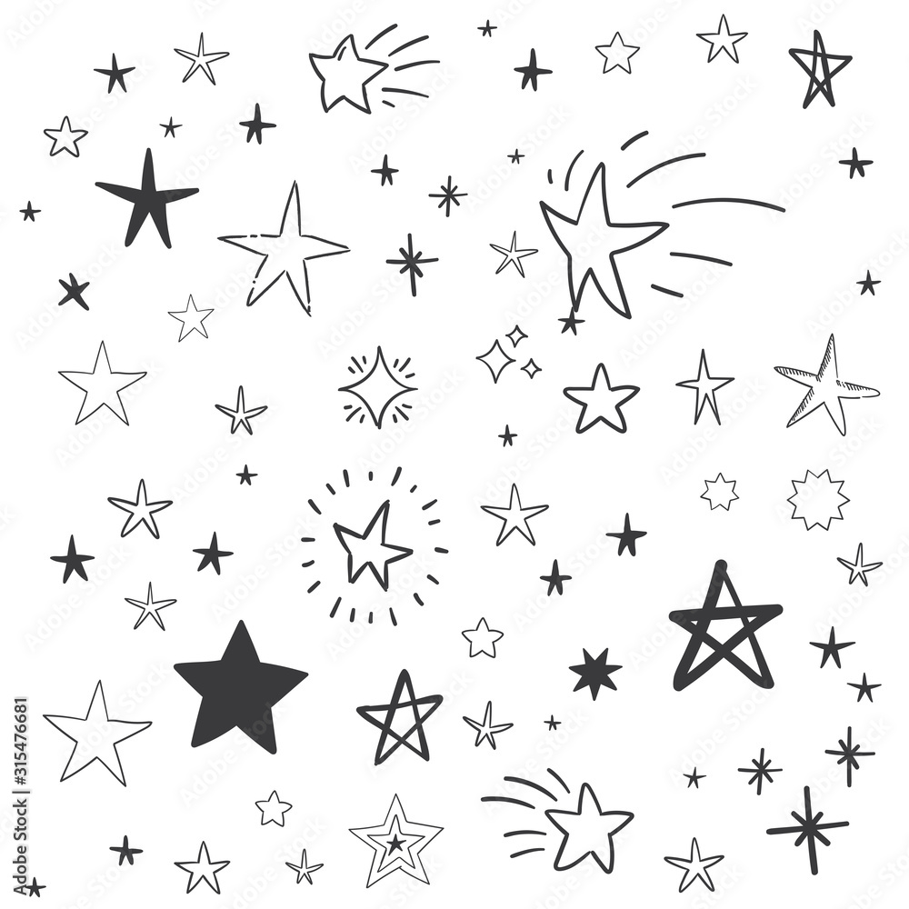 Hand drawn stars. Star doodle collection. Hand drawn stars. Star doodle collection.