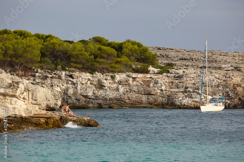 Boats in Cala en Turqueta, Menorca,Balearic Islands, Spain