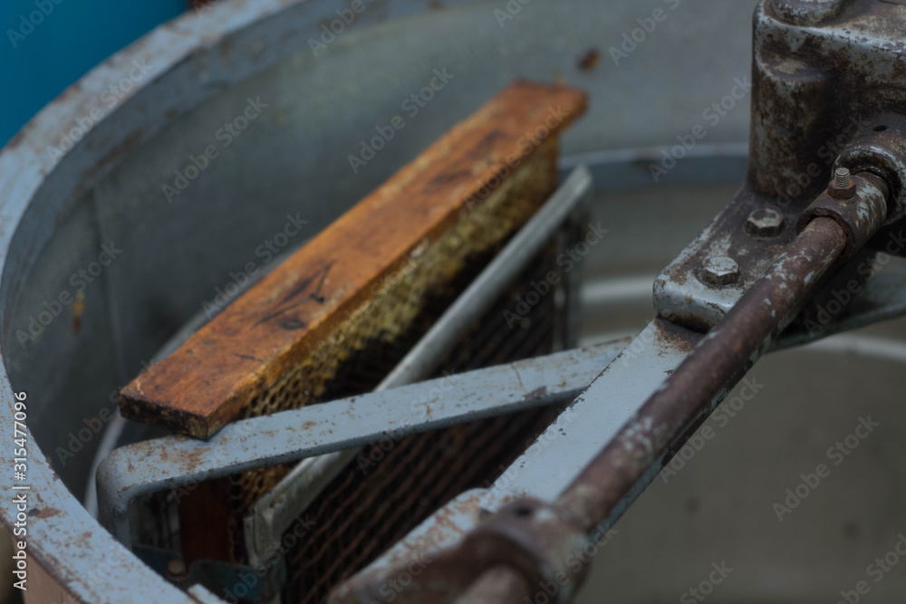 Honey extractor and a honeycomb