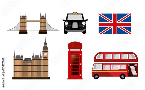 bundle of britain culture icons vector illustration design
