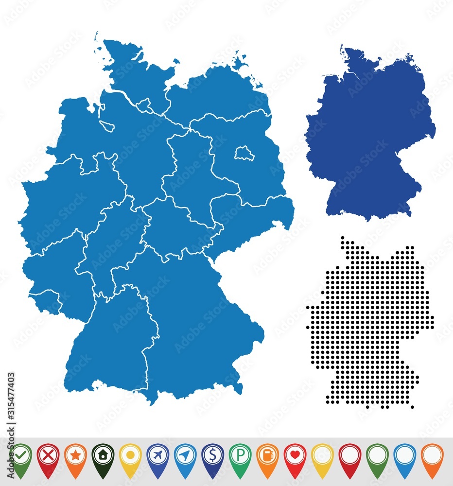 Set outline maps of Germany